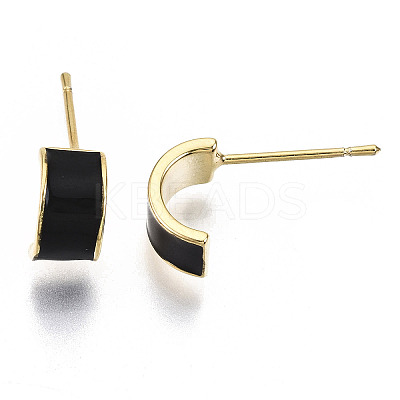 Brass Enamel Half Hoop Earrings KK-N232-97B-NF-1