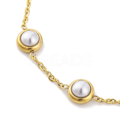 Ion Plating(IP) 304 Stainless Steel & Plastic Cable Chain Link Braclets for Women BJEW-H606-13G-1