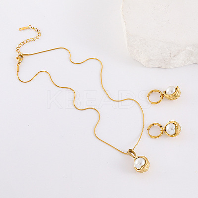 Round 304 Stainless Steel Hoop Earrings & Pendant Necklaces Sets BA0811-3-1