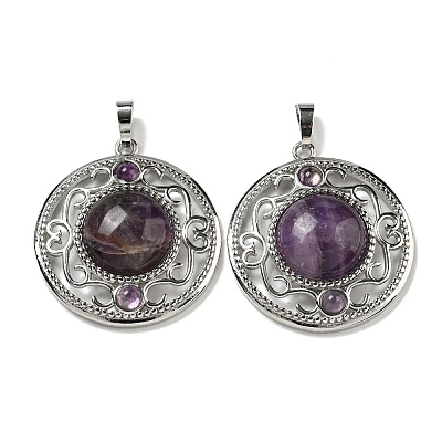Natural Amethyst Pendants G-Q158-03F-1