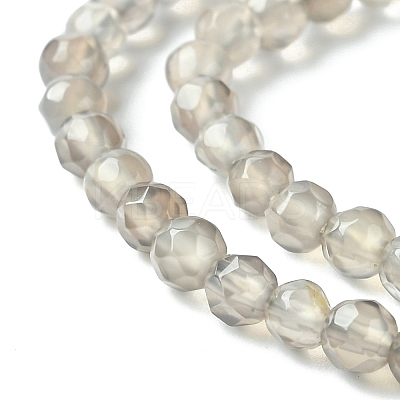 Natural Grey Agate Round Beads Strand G-L084-4mm-08-1