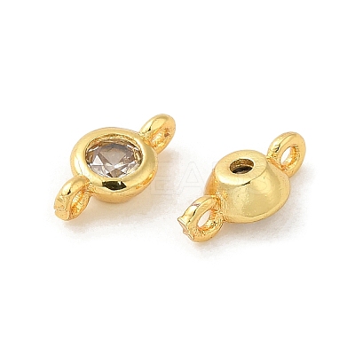 Rack Plating Brass Pave Clear Cubic Zirconia Connector Charms KK-G477-02G-1