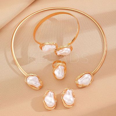 Oval Alloy & Plastic Pearl Jewelry Sets WGB491C-13-1