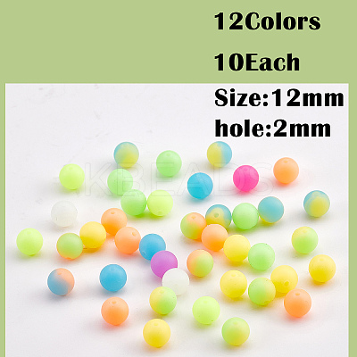 120Pcs Silicone Beads 12mm Fluorescent Silicone Beads for Keychain Making JX328A-1