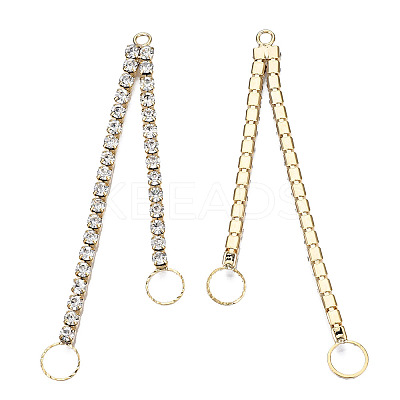Brass Pave Crystal Rhinestone Chain with Ring Big Pendants KK-N216-423-03LG-1