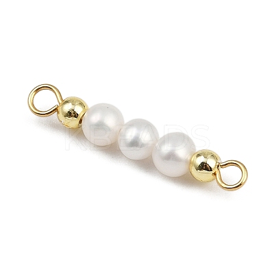 Natural Cultured Freshwater Pearl & Electroplate Non-magnetic Synthetic Hematite Round Beaded Connector Charms PALLOY-JF04364-1