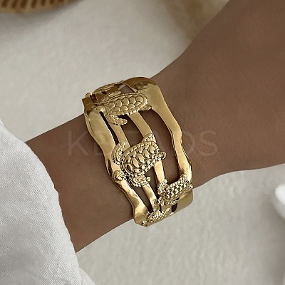 Ocean Theme 304 Stainless Steel Cuff Bangles for Women BJEW-Z171-01G-03-1