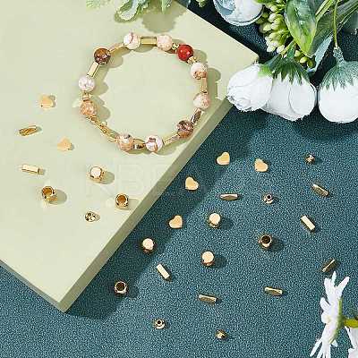 40Pcs 5 Style Brass Bead Caps & Beads KK-CA0001-61G-1