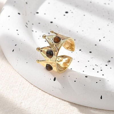 Natural Tiger Eye Finger Rings STAS-Z112-09G-03-1