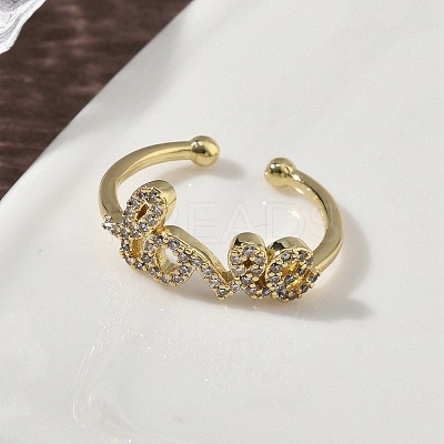 Brass Micro Pave Cubic Zirconia Cuff Rings RJEW-H256-03G-1