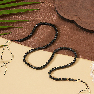 1 Strand Natural Shungite Beads Strands G-TA0003-34A-1