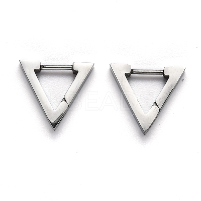 Tarnish Resistant 304 Stainless Steel Triangle Huggie Hoop Earrings STAS-J033-02A-P-1