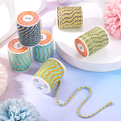 6 Rolls 6 Colors 4-Ply Polycotton Cord with Metallic Thread OCOR-TA0003-05A-1