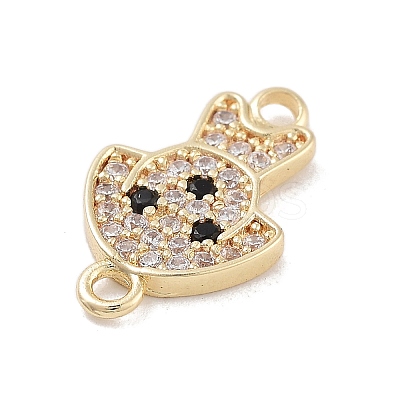 Brass Pave Clear & Black Cubic Zirconia Pet Puppy Connector Charms KK-Z061-01G-02-1