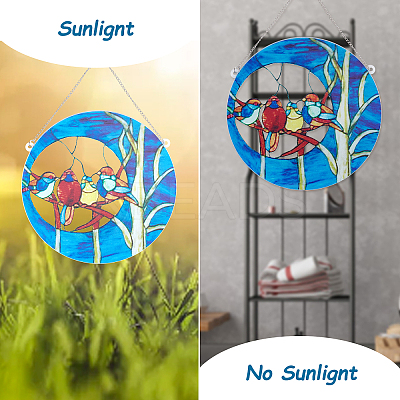 Four Birds Acrylic Suncatchers AJEW-WH0258-459-1