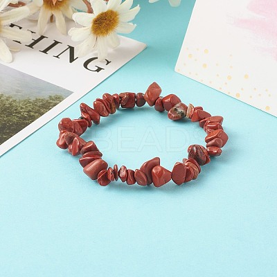 Natural Red Jasper Chip Beads Stretch Bracelets for Children BJEW-JB06388-09-1