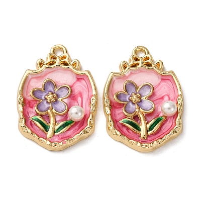 Light Gold Tone Alloy Enamel Pendants ENAM-B028-32KCG-01-1