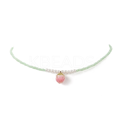 Resin Flower Bud Pendant Necklaces NJEW-JN04153-1