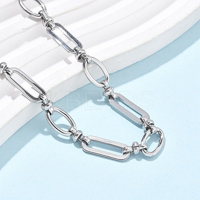 304 Stainless Steel Oval Link Anklets for Women AJEW-U025-01P-1