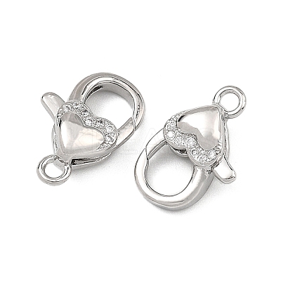 SHEGRACE Brass Micro Pave Clear Cubic Zirconia Lobster Claw Clasps XGRQ58424-754P-1