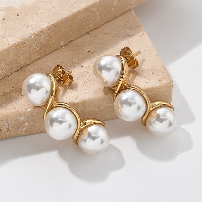 304 Stainless Steel Round Stud Earrings EJEW-L287-065G-1