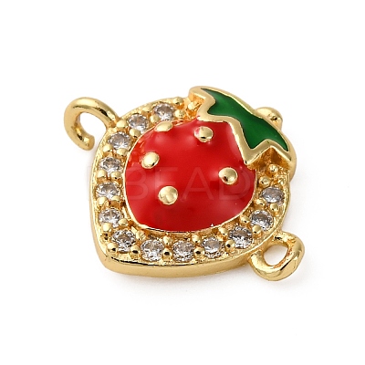 Brass Micro Pave Clear Cubic Zirconia Fruit Connector Charms KK-I276-15G-B01-1