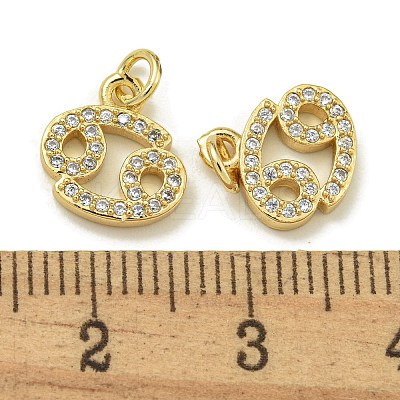 Rack Plating Brass Micro Pave Cubic Zirconia Pendants KK-K386-02J-G-1