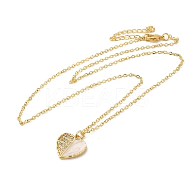 Brass Enamel with Rhinestone Pendant Necklace NJEW-Q320-01B-G-1