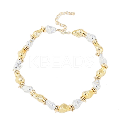 Two Tone Alloy Irregular Twist Beaded Necklaces for Women NJEW-Z043-01PG-01-1