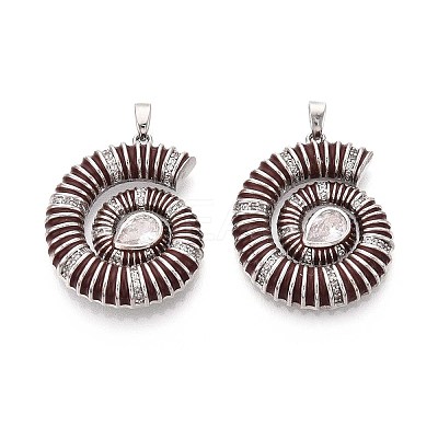 Brass Micro Pave Clear Cubic Zirconia Enamel Pendants KK-T071-28P-03-1