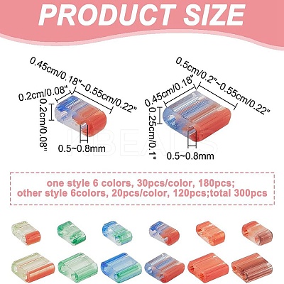 300Pcs 12 Style 2-Hole Glass Seed Beads SEED-AR0001-35-1