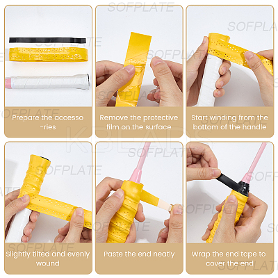 8Pcs 8 Colors PU Leather Anti-slip Badminton Tennis Racket Grip Tape DIY-SP0005-46-1