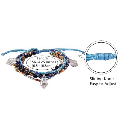 Sparkling Glass Seed Beads 5 Layered Anklet AJEW-SW00006-03-1