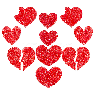 10Pcs 5 Size Heart Resin Rhinestone Patches DIY-AR0002-02-1