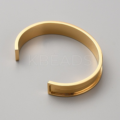 304 Stainless Steel Grooved Cuff Bangles LS-BJEW-WH0019-07G-1