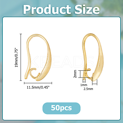 50Pcs Brass Earring Hooks KK-HS0001-75-1