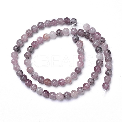 Natural Lepidolite/Purple Mica Beads Strands G-G770-04A-10mm-1