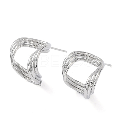 Brass Twist Wave Stud Earrings KK-C031-32P-1