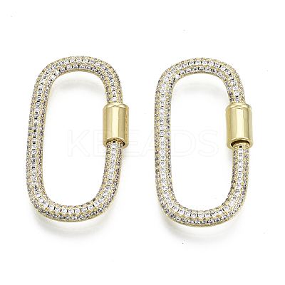 Brass Micro Pave Cubic Zirconia Screw Carabiner Lock Charms ZIRC-N039-008A-NF-1