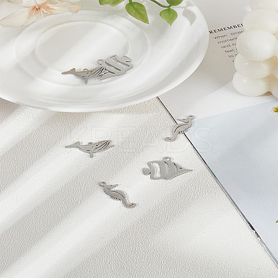 6Pcs 3 Styles 304 Stainless Steel Pendants STAS-LP0003-24-1
