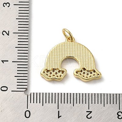 Rack Plating Brass Micro Pave Cubic Zirconia with Synthetic Opal Pendants KK-D088-28G-1
