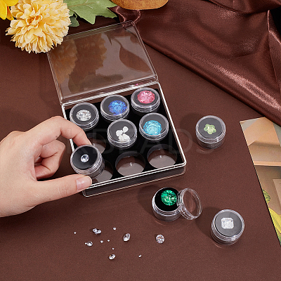 9 Slots Mini Round Plastic Jewelry Screw Top Bead Jars Sets with Velvet Inside AJEW-WH0472-42B-1