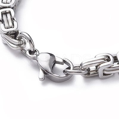 Tarnish Resistant Unisex 201 Stainless Steel Byzantine Chain Bracelets BJEW-L637-34A-P-1