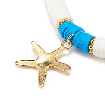 4Pcs 4 Style Handmade Polymer Clay Heishi Surfer Stretch Bracelets Set BJEW-JB08638-1
