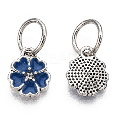 Enamel Style Flower Alloy Rhinestone Charms ENAM-S085-02-1