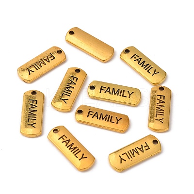 Tibetan Style Alloy Rectangle with Word Family Pendants TIBEP-Q043-057AG-RS-1