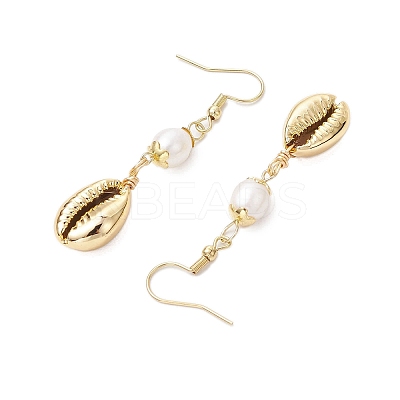 Natural Freshwater Pearl & Electroplated Shell Necklace and Bracelet and Dangle Earring Sets SJEW-JS01314-1