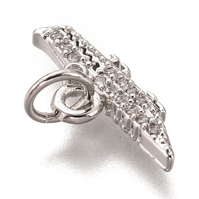 Brass Micro Pave Clear Cubic Zirconia Charms ZIRC-B002-53P-1