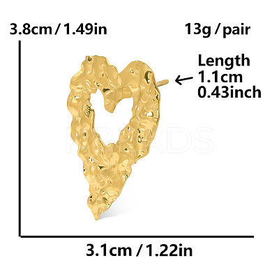 Stylish 304 Stainless Steel Heart-shaped Stud Earrings for Women OT2991-2-1