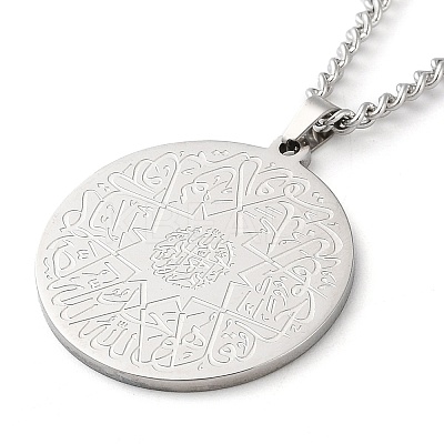 Non-Tarnish 304 Stainlessa Steel Curb Chain Pendant Necklaces LS-NJEW-H034-08P-1